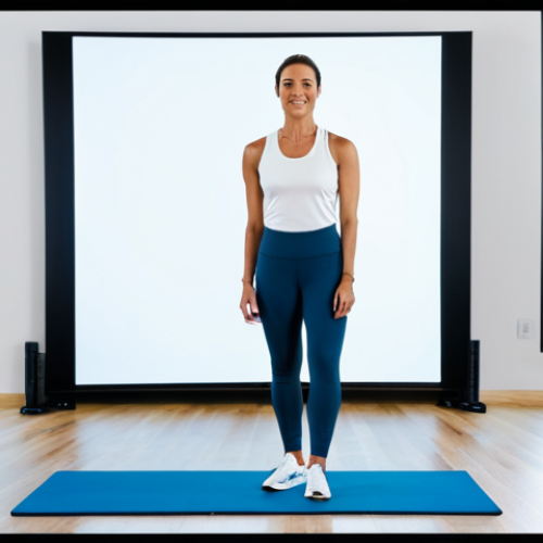 Home 15 A professional female sports coach in modest, modern athletic wear, demonstrating a natural pose in a bright, clean wellness studio. She is engaged in a dynamic, multi-faceted scene, simultaneously conducting an online coaching session via a large digital screen with a client visible on it, while also interacting with an in-person client (fully clothed, appropriate attire) in the foreground. The studio features sleek design elements, subtle fitness equipment, and ample natural light. The overall atmosphere is professional, adaptable, and focused on holistic wellness. safe for work, appropriate content, fully clothed, professional, family-friendly, perfect anatomy, correct proportions, natural pose, well-formed hands, proper finger count, natural body proportions, high quality, professional photography.